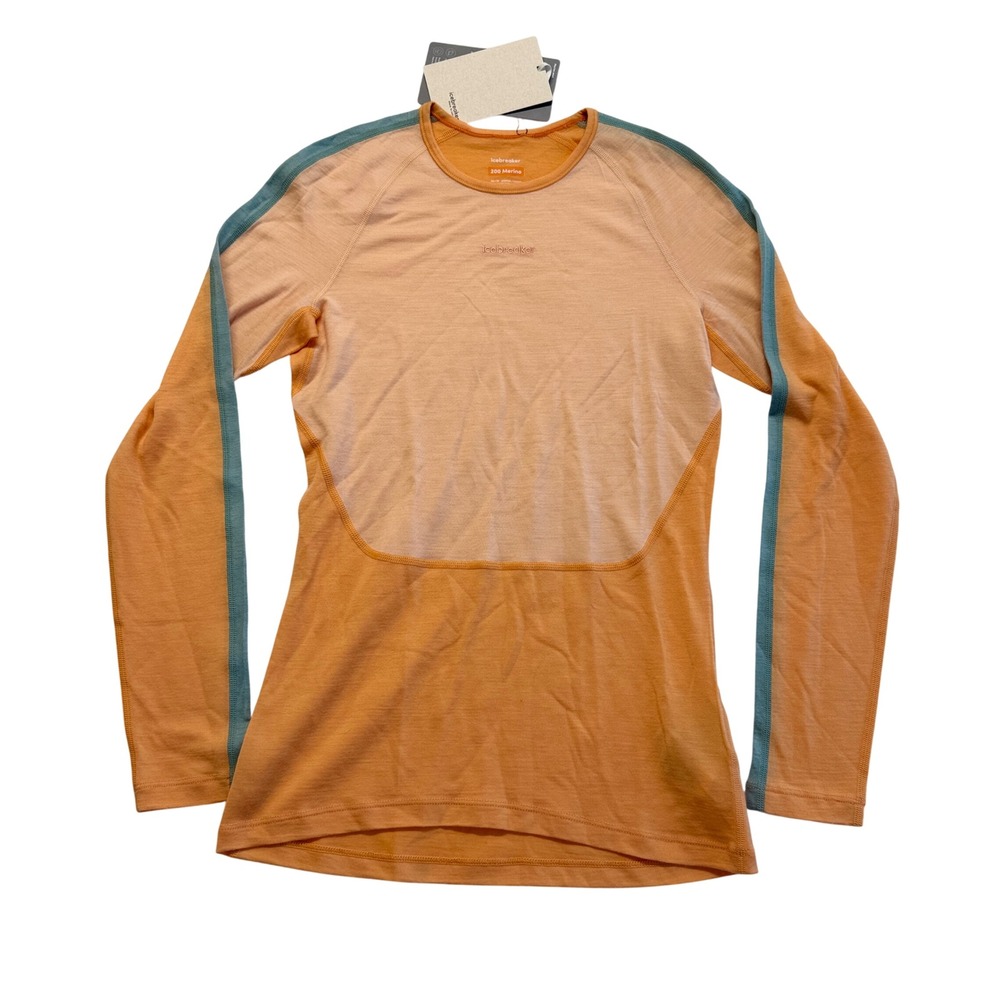 Icebreaker 200 Merino Wool Women XS Orange Base Layer Thermal Top NWT